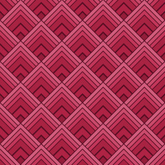 Art deco style background. Seamless geometric pattern. Trend color of the year 2023 viva magenta. Design texture elements for banners, covers, posters, backdrops, walls. Vector illustration.