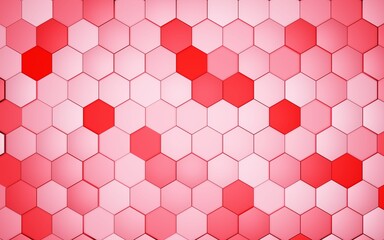Abstract technological red hexagonal background 3d render. Wall background texture. Wall with textured hexagons. Honeycombs backdrop