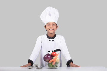 Portraits of chef kid boy