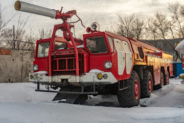 Large and powerful airfield fire truck