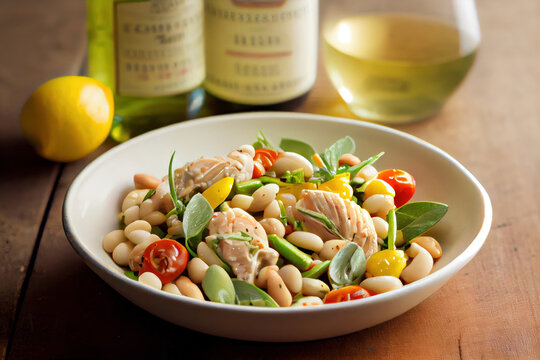 Tuna and White Bean Salad: A simple and satisfying salad made with canned tuna, white beans, cherry tomatoes, cucumber, and a lemon vinaigrette. no fork.