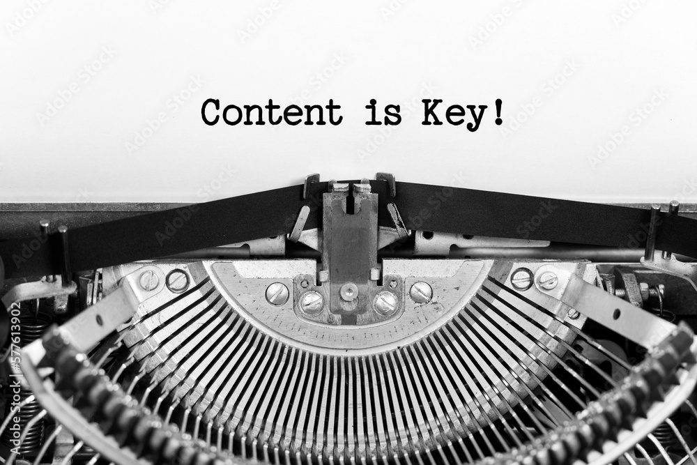 Fototapete content is key phrase close up being typing and centered on a sheet of paper on old vintage typewrit