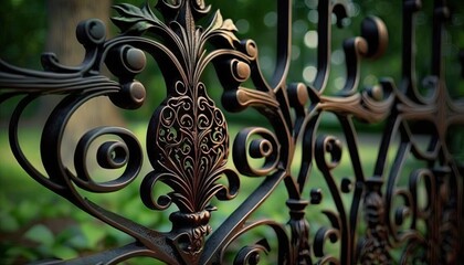 Fototapeta na wymiar Wrought iron fence to elegantly protect your modern home