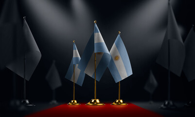 The Argentina national flag on the red carpet