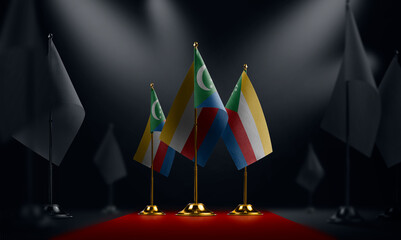 The Comoros national flag on the red carpet