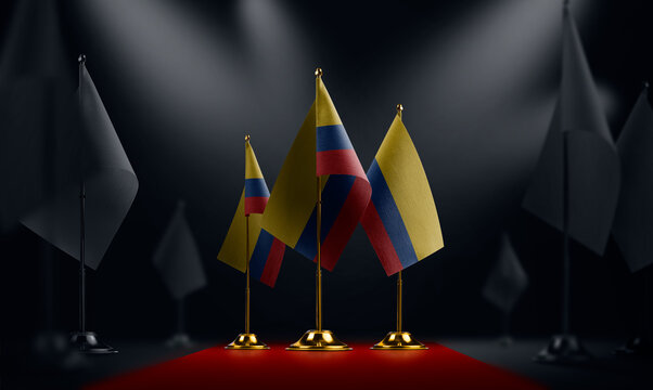 The Colombia national flag on the red carpet