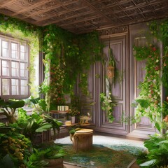 11. A room with an abundance of greenery1, Generative AI