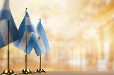 A small Argentina flag on an abstract blurry background