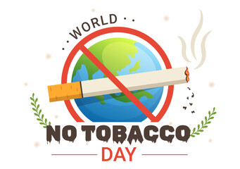 World No Tobacco Day Illustration of Stop Smoking, Cigarette Butt and Harm the Lungs in Flat Cartoon Hand Drawn for Landing Page Templates