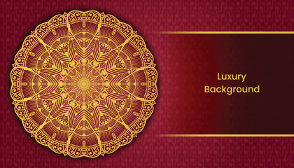 Decorative greeting card. Fantastic ornamental mandala design background in gold color. Design for invitation, wedding card, Diwali, decoration. India, Indian, Arabic, Damask, Asian, Turkish, Dubai,