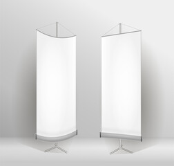 An empty white banner in the interior. Space for copying.
 3d vector illustration.
