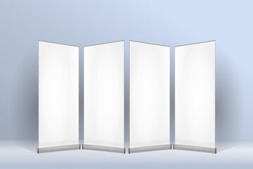 An empty white banner in the interior. Space for copying.
 3d vector illustration.
