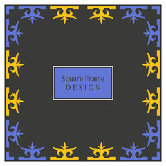 Frame of vector ornamental elements with motifs of Kazakh, Kyrgyz, Uzbek, Tatar, Yakut, Turk. National Asian decor for borders, textile, plate, tile, and print design. Workpiece for your design
