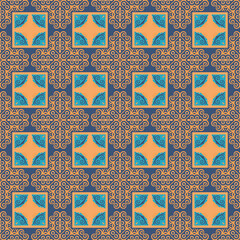 Seamless Asian pattern of the nomads of Central Asia and Kazakhstan, Kyrgyzstan. Nomadic ethnic stamp style. Asian ornaments.