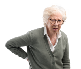Suffering senior lady with back pain