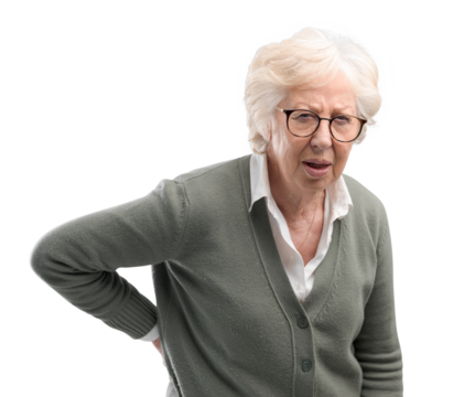 Suffering senior lady with back pain
