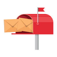 Mail box with letter icon. mailbox envelope correspondence postal mail. Vector illustration.
