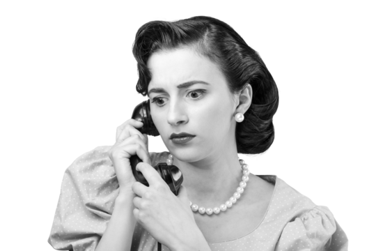 Worried woman on the phone - Powered by Adobe