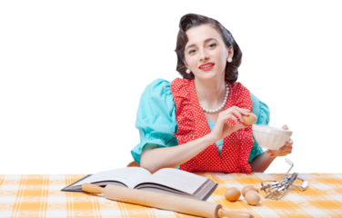 Vintage style woman preparing sweets at home