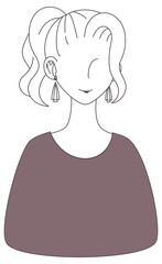 シンプルガーリーな女性の韓国風おしゃれイラスト(笑顔)