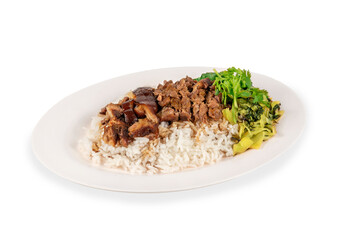stewed pork knuckle served with steamed rice