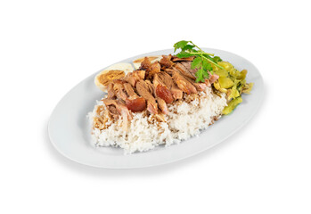stewed pork knuckle served with steamed rice