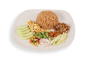 Mixed cooked rice with shrimp paste sauce