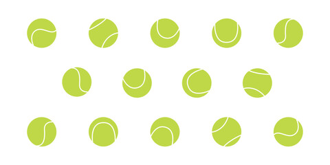 Flat vector illustration in childish style. Hand drawn different tennis balls