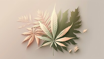 Beautiful Designer 420 Cannabis Seasonal Background with Minimalist shapes Light color Modern Wallpaper Template with Vibrant Hues for Presentation, Ad, and All Applications (generative AI)