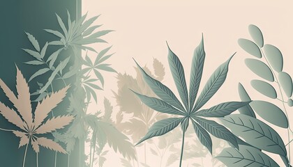 Beautiful Designer 420 Cannabis Seasonal Background with Minimalist shapes Mild color Modern Wallpaper Template with Vibrant Hues for Presentation, Ad, and All Applications (generative AI)