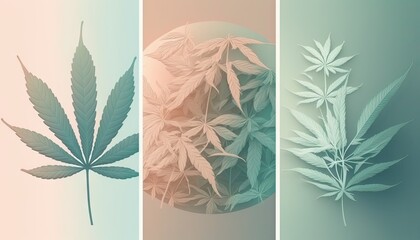 Beautiful Designer 420 Cannabis Seasonal Background with Minimalist shapes Pastel color Modern Wallpaper Template with Vibrant Hues for Presentation, Ad, and All Applications (generative AI)