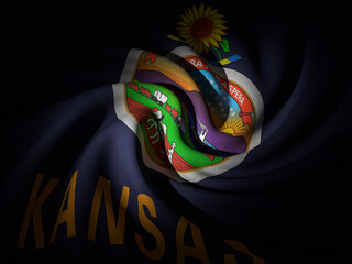 Curved Kansas flag