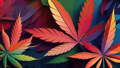 Fototapeta na wymiar Beautiful Designer 420 Cannabis Seasonal Background with Repeating shapes Bold color Modern Wallpaper Template with Vibrant Hues for Presentation, Ad, and All Applications (generative AI)