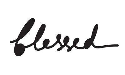 Blessed Word Calligraphy Monoline Vector Silhouette