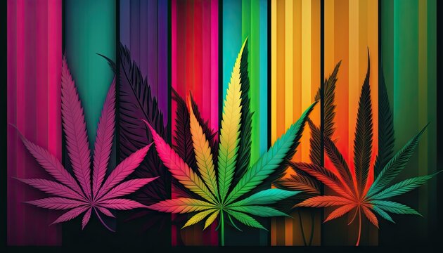 Beautiful Designer 420 Cannabis Seasonal Background with Striped designs Vibrant color Modern Wallpaper Template with Vibrant Hues for Presentation, Ad, and All Applications (generative AI)