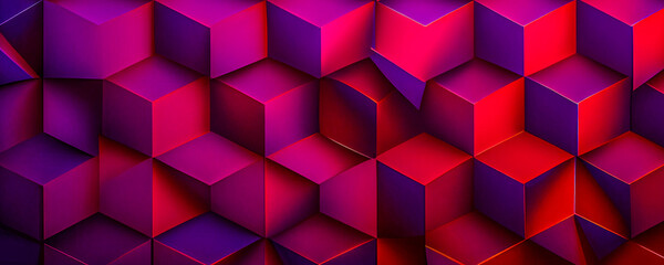 Obraz premium Abstract background consisting of geometric pattern. Gradient color from violet to red. Wide angle format banner