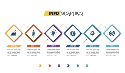 infographic design template vector illustration with icons and 6 options or steps.can be used for presentation process,layout,banner,data graph,presentation	
