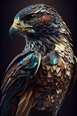 Cool, Epic, Artistic, Beautiful, and Unique Illustration of Falcon Animal Cinematic Adventure: Abstract 3D Background with Majestic Wildlife and Futuristic Design (generative AI)