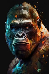 Cool, Epic, Artistic, Beautiful, and Unique Illustration of Gorilla Animal Cinematic Adventure: Abstract Background with Majestic Wildlife and Futuristic Design (generative AI)