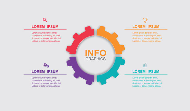 gears infographic design template vector illustration with icons and 4 options or steps can be used for process presentation layout banner data graph presentation