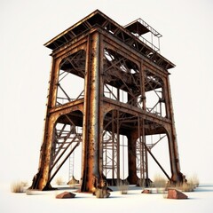 Fototapeta na wymiar Post apocalypse rust metallic construction, wasteland object