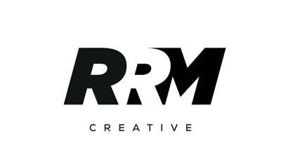 RRM letters negative space logo design. creative typography monogram vector