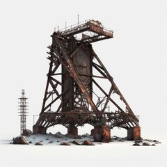 Fototapeta na wymiar Post apocalypse rust metallic construction, wasteland object