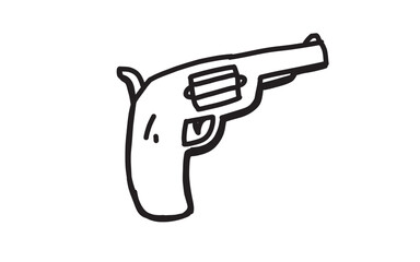 GUN Doodle art illustration with black and white style.