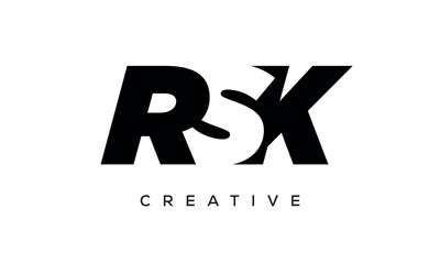 RSK letters negative space logo design. creative typography monogram vector