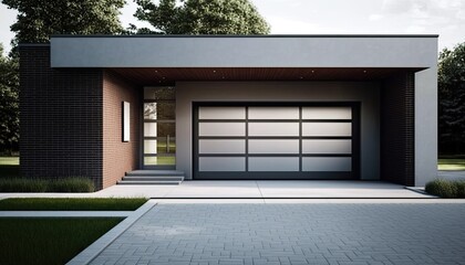 Fototapeta na wymiar Ultra modern futuristic garage door so that not only your car is special
