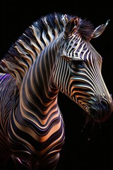 Cool, Epic, Artistic, Beautiful, and Unique Illustration of Zebra Animal Cinematic Adventure: Abstract Background with Majestic Wildlife and Futuristic Design (generative AI)