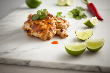Delicious and Healthy Keto Chili Lime Chicken with Spicy Flavor - Food Photography on Grey Floor