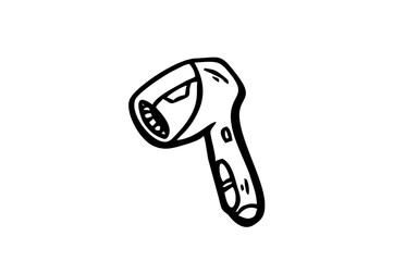 HAIR DRYER  Doodle art illustration with black and white style.