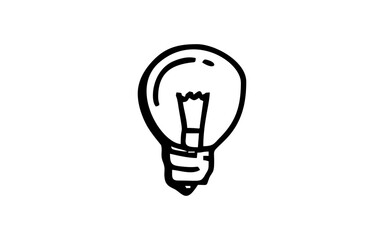 BULB LAMP Doodle art illustration with black and white style.